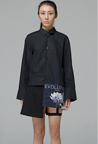 OUSVOW EVOLUTION 男女款数码印花黑色衬衫